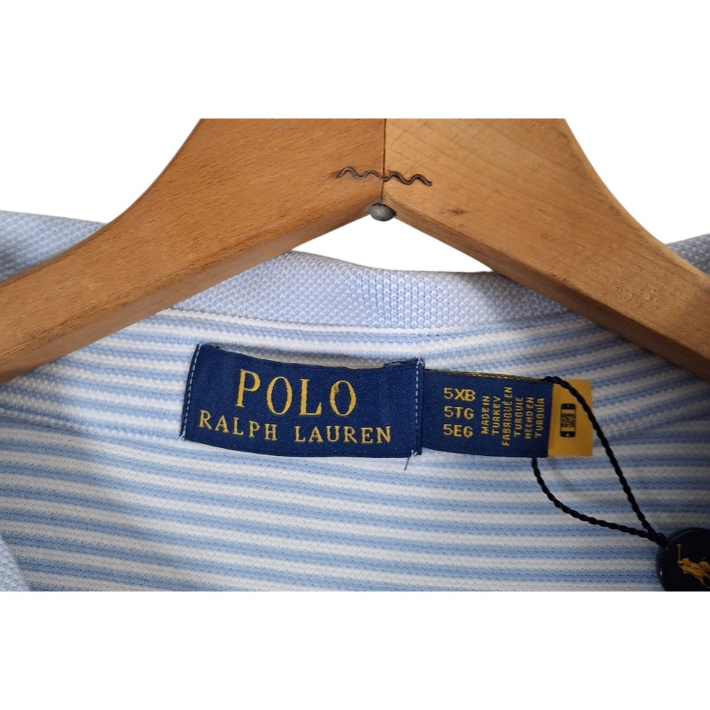 Polo Ralph Lauren Polo Shirt Mens 5XB Blue White Striped Short Sleeve NWT - Picture 5 of 8